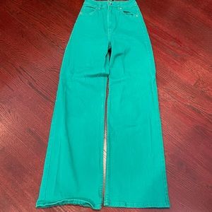 H&M Green wide leg high waisted jeans pants size 0